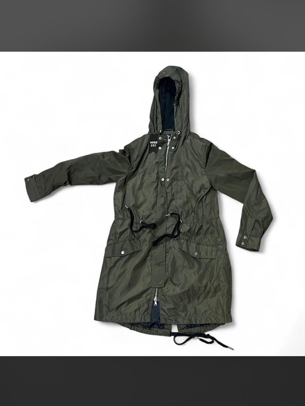 Miss Lili Olive Green Hooded Raincoat